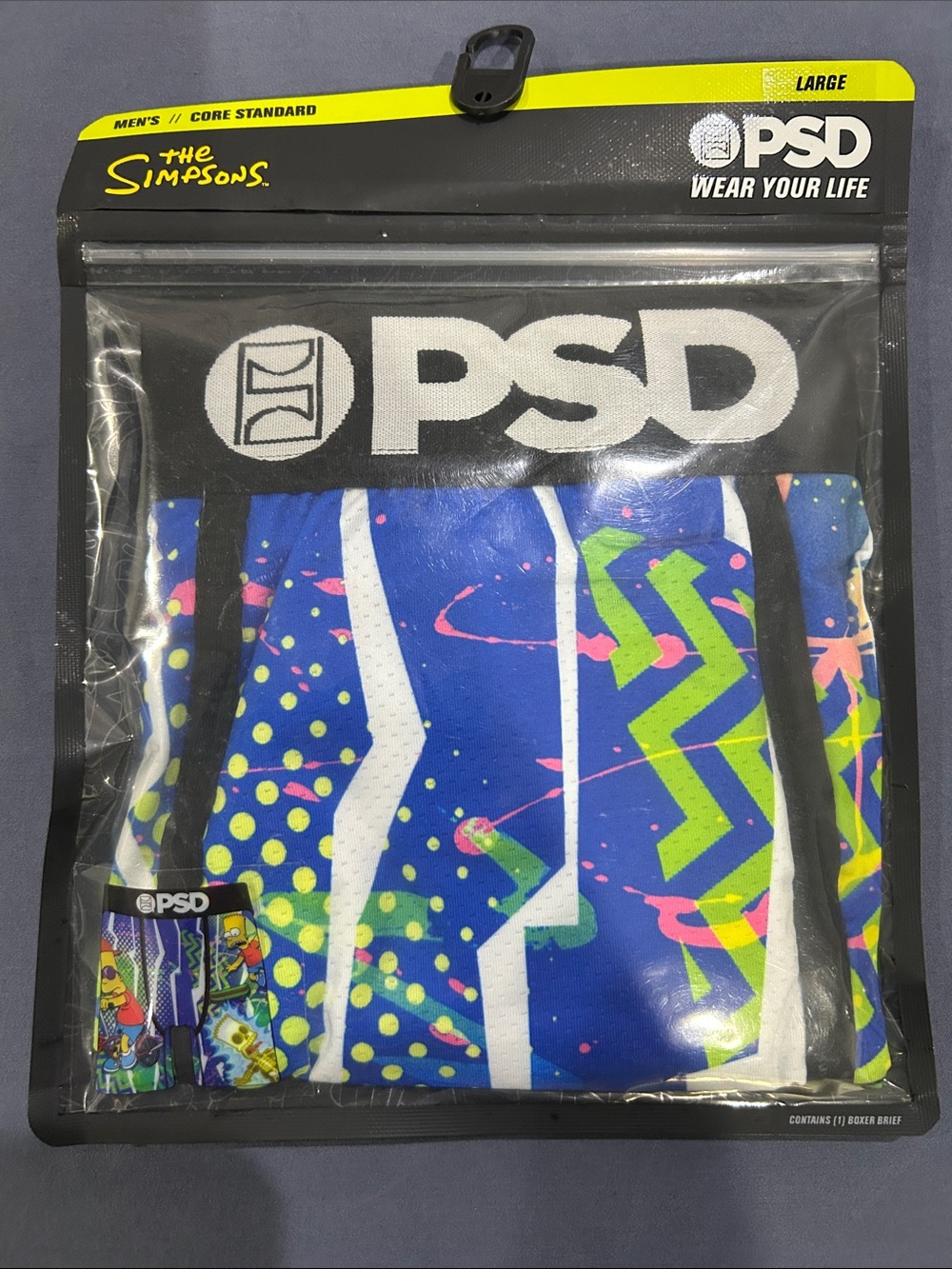PSD The Simpsons Men's Boxer Briefs - Blue with Neon Green and Yellow Accents